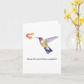 Robijnrood-Throated Kolibrie Kaart (Gele Bloem)