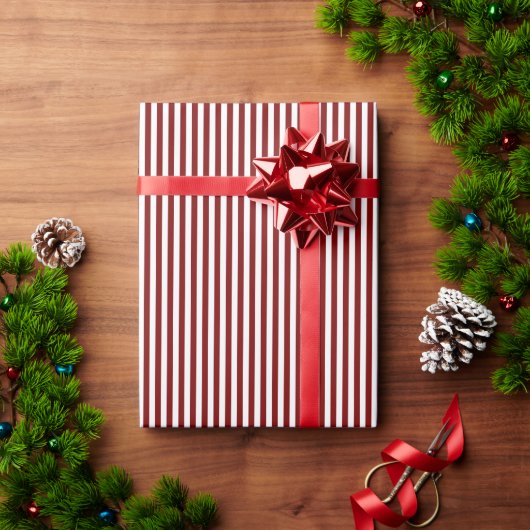 Robijnrood & Witte Strepen Cadeaupapier (Feestdagen Geschenken)