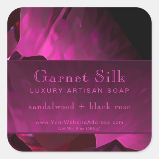 Robijnrood Zijde Elegant Modern Luxe Productlabel Vierkante Sticker (Voorkant)