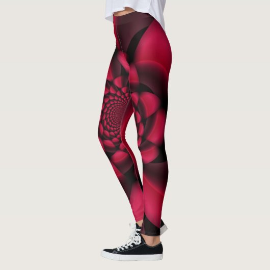 Robijnrood Zwart Bloemblad Leggings (Links)