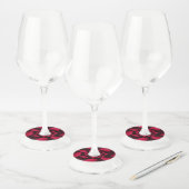 Robijnrood Zwart Bloemblad Wijnglaslabel (Set)