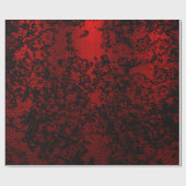 Robijnrood zwart stijlvolle bloemen levendige eleg cadeaupapier (Vlak)