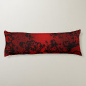 Robijnrood zwart stijlvolle bloemen levendige eleg lichaamskussen (Achterkant)