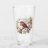 Robin Among Flowers Drink Glas (Voorkant)