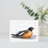 Robin Bathing Briefkaart (Staand voorkant)