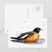 Robin Bathing Briefkaart (Voorkant / Achterkant)