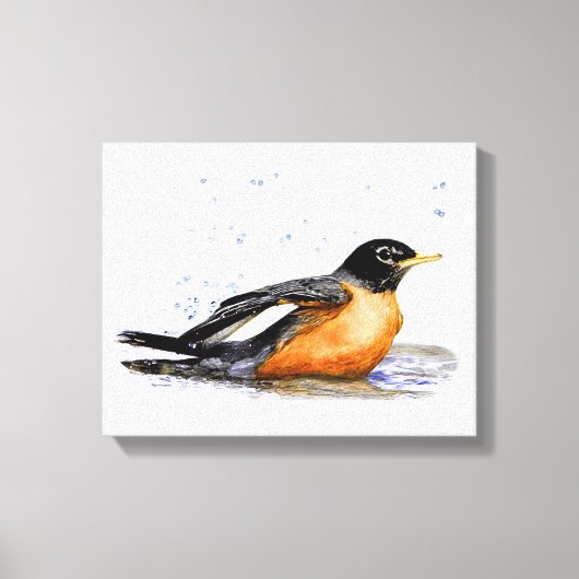 Robin Bathing Canvas Afdruk (Voorkant)