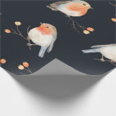 Robin bird and berries rowan at dry filies, zee cadeaupapier (Hoek)