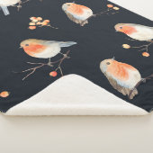 Robin bird and berries rowan at dry filies, zee sherpa deken (3/4)