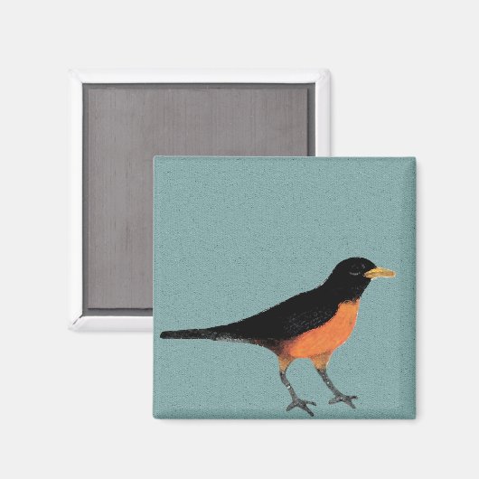 Robin Bird Art Blue Magneet (Voorkant / Achterkant)