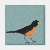 Robin Bird Art Blue Magneet (Voorkant)