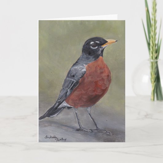 Robin Bird Art Folded Wenskaart Bedankkaart (Voorkant)