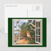 Robin Bird bij Window Feestdagenkaart (Voorkant / Achterkant)
