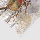 Robin Bird Bladmuziek Goud Zilver Notities Decoupa Tissuepapier (Detail)
