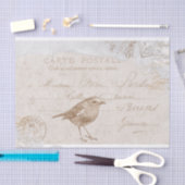 Robin Bird Carte Postale French Decoupage Blue Tissuepapier (Craft)
