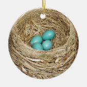 Robin Bird Egg Nest Keramisch Ornament (Voorkant)