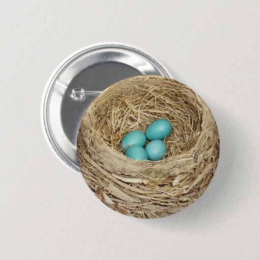 Robin Bird Egg Nest Ronde Button 5,7 Cm (Voorkant /achterkant)