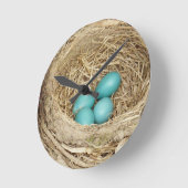 Robin Bird Egg Nest Ronde Klok (Hoek)