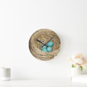 Robin Bird Egg Nest Ronde Klok (Huis)