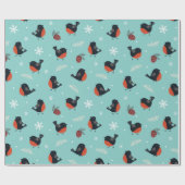 Robin Bird en Pinecone Winterpatroon Cadeaupapier (Vlak)