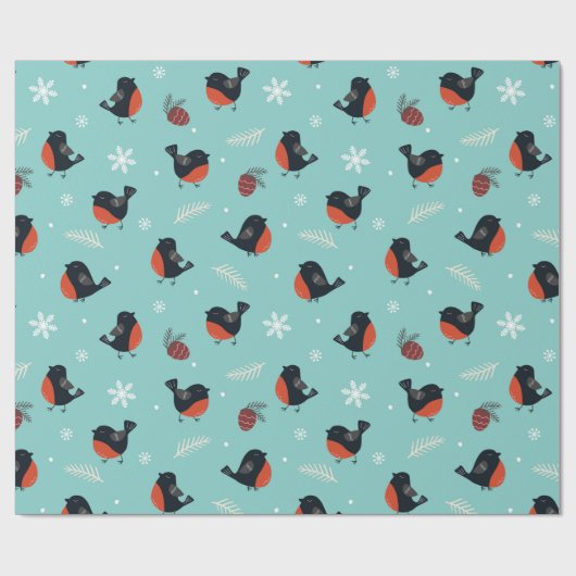 Robin Bird en Pinecone Winterpatroon Cadeaupapier (Vlak)