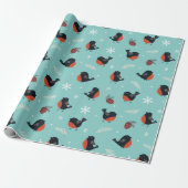 Robin Bird en Pinecone Winterpatroon Cadeaupapier (Uitgerold)