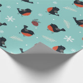 Robin Bird en Pinecone Winterpatroon Cadeaupapier (Hoek)