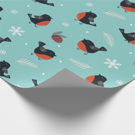 Robin Bird en Pinecone Winterpatroon Cadeaupapier (Hoek)