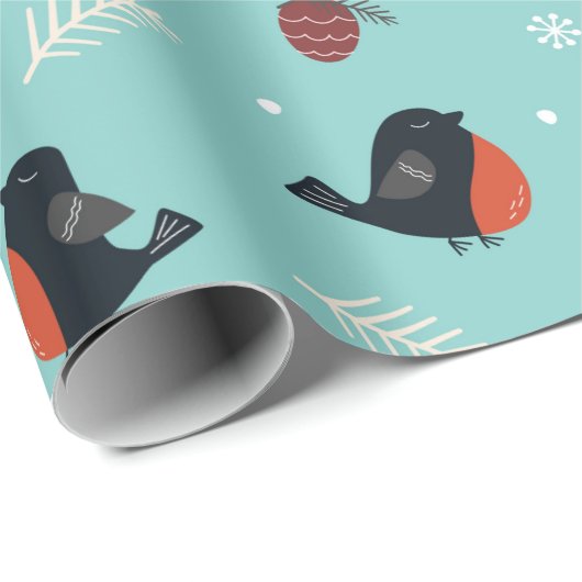 Robin Bird en Pinecone Winterpatroon Cadeaupapier (Rol Hoek)