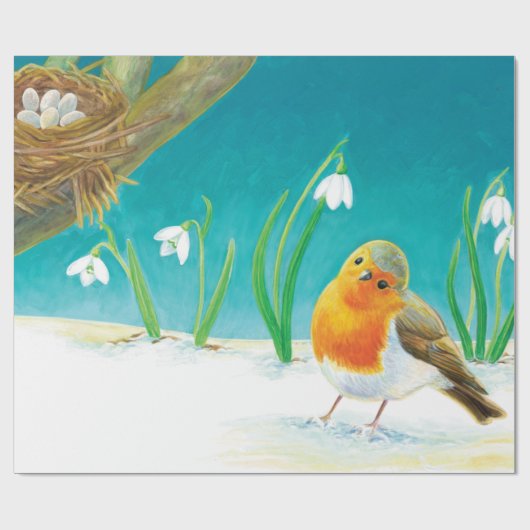 Robin Bird (Erithacus rubecula) Cadeaupapier (Vlak)