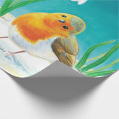 Robin Bird (Erithacus rubecula) Cadeaupapier (Hoek)