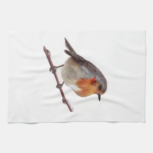 Robin Bird (Erithacus Rubecula) Keukenhanddoek (Horizontaal)