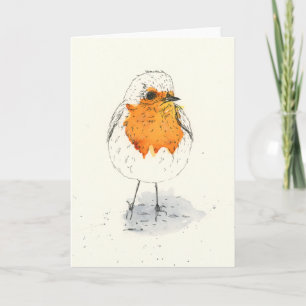Robin Bird Expressieve Waterverf Wenskaart Feestdagen Kaart