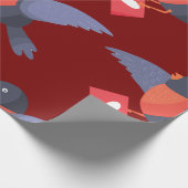 Robin Bird Flying with Red Heart Love Letter Cadeaupapier (Hoek)