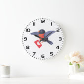 Robin Bird Flying with Red Heart Love Letter Grote Klok (Huis)
