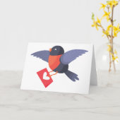 Robin Bird Flying with Red Heart Love Letter Kaart (Gele Bloem)