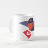 Robin Bird Flying with Red Heart Love Letter Koffiemok (Voorkant links)