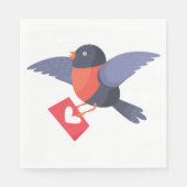 Robin Bird Flying with Red Heart Love Letter Servet (Voorkant)