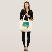 Robin Bird, illustratie sneeuw en sneeuwval Grote Tote Bag (Voorkant (model))