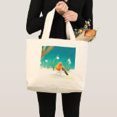 Robin Bird, illustratie sneeuw en sneeuwval Grote Tote Bag (Voorkant (product))