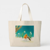 Robin Bird, illustratie sneeuw en sneeuwval Grote Tote Bag (Achterkant)