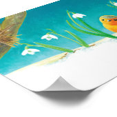 Robin Bird, illustratie sneeuw en sneeuwval Poster (Hoek)