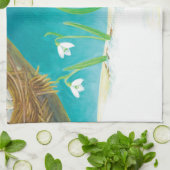 Robin Bird, illustratie sneeuw en sneeuwval Theedoek (Gevouwen)