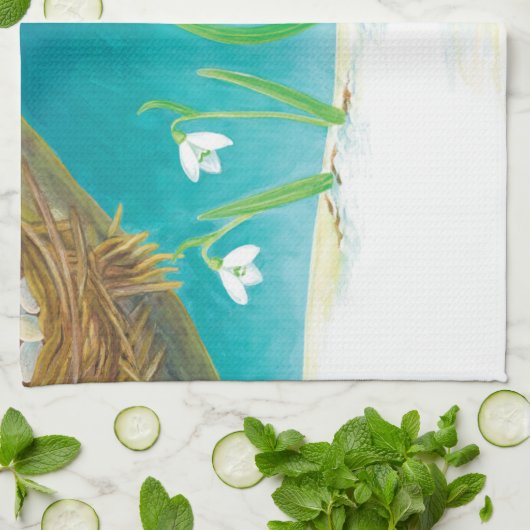 Robin Bird, illustratie sneeuw en sneeuwval Theedoek (Gevouwen)