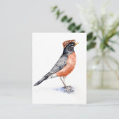 Robin Bird in Pet Briefkaart (Staand voorkant)