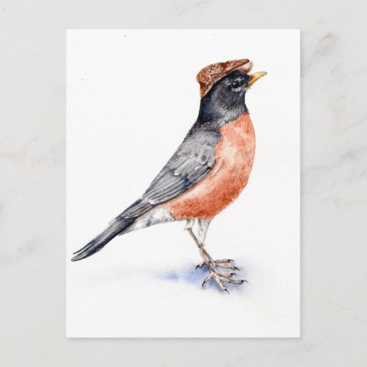 Robin Bird in Pet Briefkaart (Voorkant)