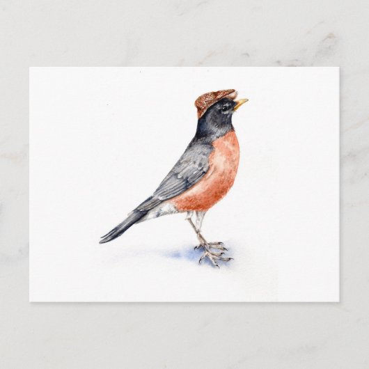 Robin Bird in Pet Briefkaart (Voorkant)