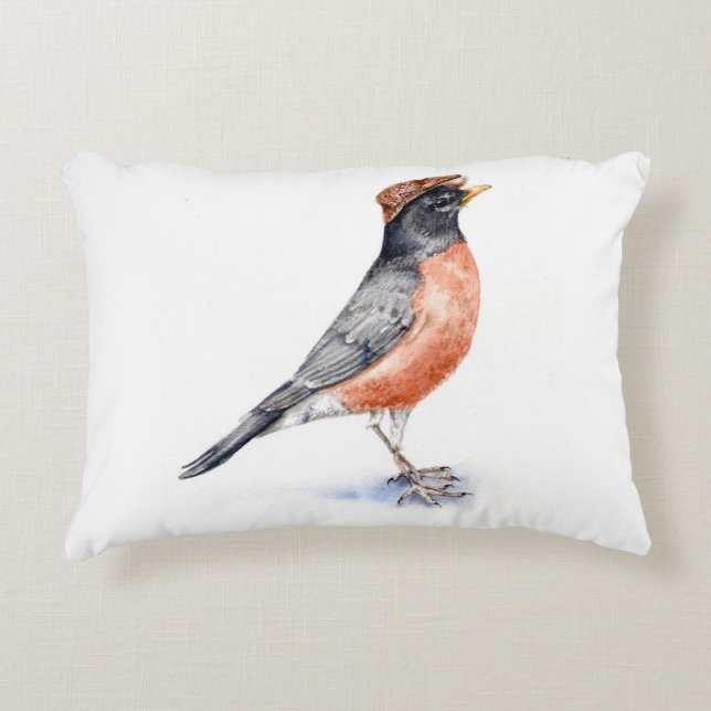 Robin Bird in Pet Decoratief Kussen (Voorkant)