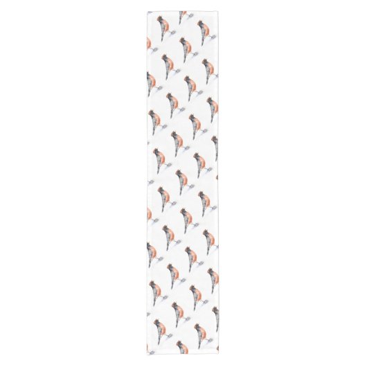 Robin Bird in Pet Korte Tafelloper (Voorkant)