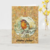Robin Bird in Snowy Tree  stijl Kaart (Gele Bloem)